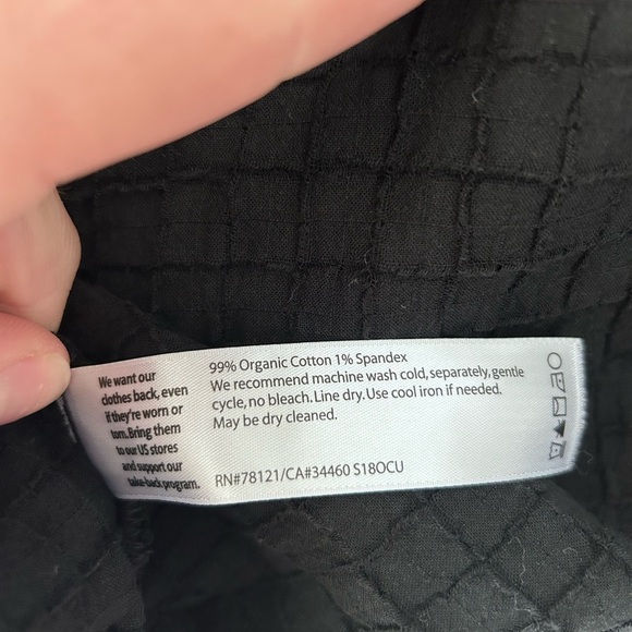 EILEEN FISHER Black Organic Cotton Grid Texture Top | Small - Picture 3 of 6